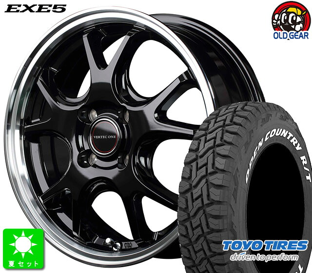 215/65R16 トーヨー オープンカントリー R/T ホワイトレター 新品 サマータイヤホイール 4本セット ヴァーテックワン EXE5 16インチ 6.0J 4H100 グロッシーブラック/リムポリッシュ ライズ ロッキー taiya