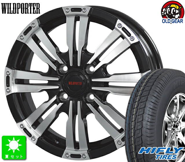 145R12 8PR 86/84Q LTハイフライ SUPER2000新品 サマータイヤ ホイール4本セットワイルドポーター クロスエイト12インチ 4.0J 4H100ブラックポリッシュ taiya｜オールドギア店