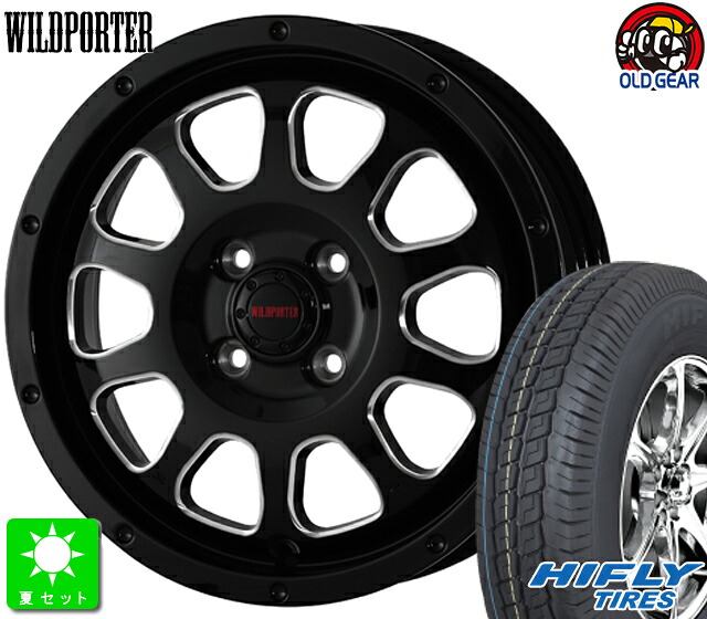 145R12 8PR 86/84Q LT ハイフライ SUPER2000 新品 サマータイヤ ホイール4本セット ワイルドポーター クロステン 12インチ 4.0J 4H100 ブラックサイドミーリング taiya