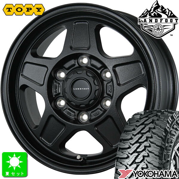 LT215/70R16 100/97Q ヨコハマ ジオランダー M/T G003 新品 サマータイヤ ホイール4本セット トピー ランドフット TOPY LANDFOOT GWD 16インチ 6.5J 6H139.7 ラギッドブラック 組込み済 バランス調整済