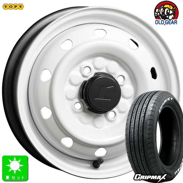 限定特価 145/80R12 80/78(145R12 6PR) グリップマックス GRIPMAX STATURE HC-V ホワイトレター 新品 サマータイヤ ホイール4本セット トピー TOPY M74 スチール 鉄 12インチ 3.50B 4H100 ホワイト 組込み済 バランス調整済 taiya