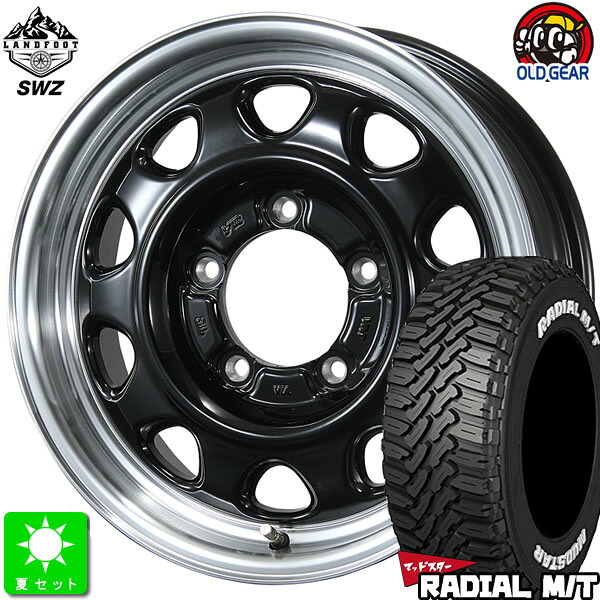 225/70R16マッドスター MUDSTAR RADIAL M/Tホワイトレター新品 サマータイヤ ホイール4本セットトピー ランドフット SWZ 16インチ 5.5J 5H139.7グロスブラックリムポリッシュ taiya|オールドギア店