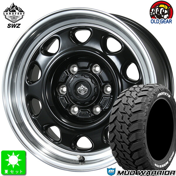 265/65R17 モンスタタイヤ マッドウォーリア MONSTA MUD WARRIOR M/T ホワイトレター 新品 サマータイヤ ホイール4本セット トピー ランドフット SWZ 17インチ 8.0J 6H139.7 グロスブラックリムポリッシュ taiya