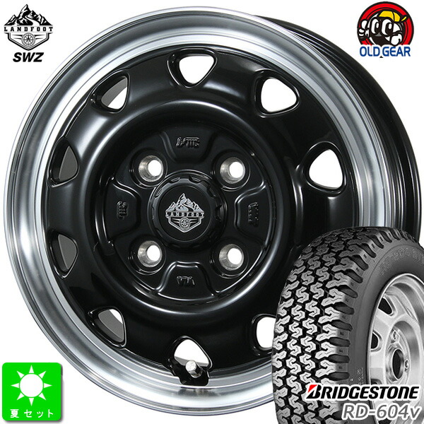 145/80R12 80/78(145R12 6PR) ブリヂストン BRIDGESTONE RD-604V 新品 サマータイヤ ホイール4本セット トピー ランドフット LANDFOOT SWZ 12インチ 3.5J 4H100 グロスブラックリムポリッシュ taiya