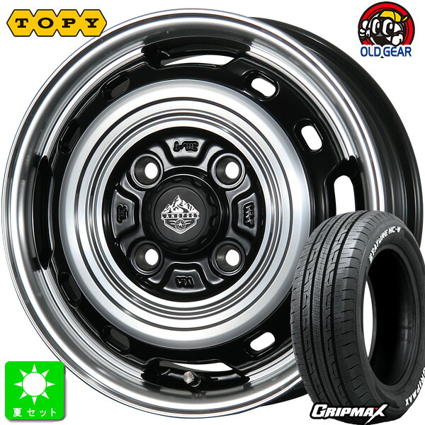 145/80R12 80/78(145R12 6PR)グリップマックス GRIPMAX STATURE HC-V ホワイトレター新品 サマータイヤ ホイール4本セットトピー ランドフット TOPY LANDFOOT XFG12インチ 3.50B 4H100GB/P組込み済 バランス調整済 taiya|オールドギア店