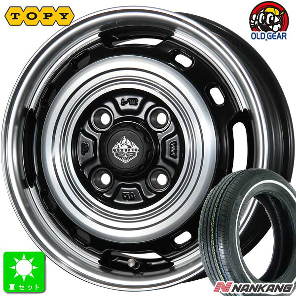 155/65R14ナンカン NANKANG RX615 ホワイトリボン新品 サマータイヤ ホイール4本セットトピー ランドフット TOPY LANDFOOT XFG 14インチ 4.5J 4H100GB/P組込み済 バランス調整済 taiya｜オールドギア店