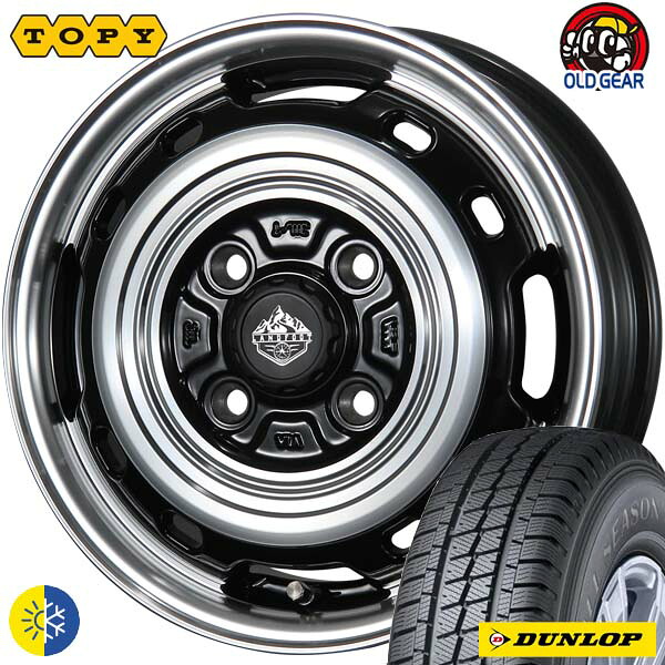 145/80R12 80/78(145R12 6PR)ダンロップ オールシーズンマックス VA1新品 オールシーズンタイヤ ホイール4本セットトピー ランドフット TOPY LANDFOOT XFG12インチ 3.50B 4H100GB/P組込み済 バランス調整済 taiya｜オールドギア店