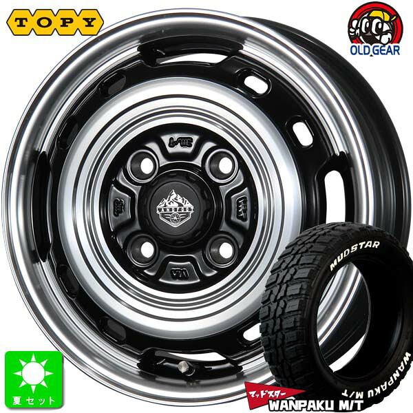 155/65R14 マッドスター MUDSTAR WANPAKU M/T ホワイトレター 新品 サマータイヤ ホイール4本セット トピー ランドフット TOPY LANDFOOT XFG 14インチ 4.5J 4H100 GB/P 組込み済 バランス調整済 taiya