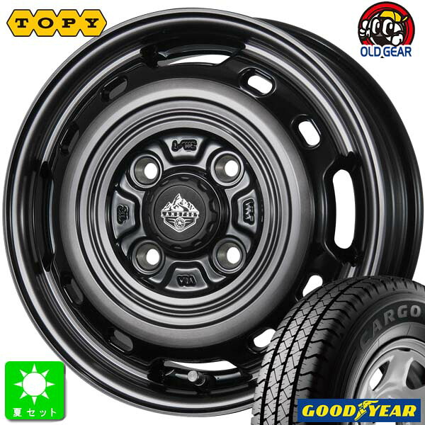 145/80R12 80/78(145R12 6PR)グッドイヤー カーゴプロ GOODYEAR CARGO PRO新品 サマータイヤ ホイール4本セットトピー ランドフット TOPY LANDFOOT XFG12インチ 3.50B 4H100SC/P組込み済 バランス調整済 taiya｜オールドギア店