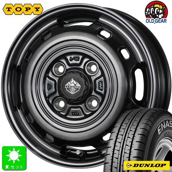 145/80R12 80/78(145R12 6PR) ダンロップ エナセーブ VAN01 新品 サマータイヤ ホイール4本セット トピー ランドフット TOPY LANDFOOT XFG 12インチ 3.50B 4H100 SC/P 組込み済 バランス調整済 taiya