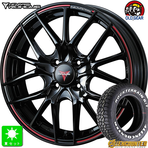 215/65R16 オーレンカウンター ロックテレーン R/T ホワイトレター 新品 サマータイヤ ホイール4本セット ノヴァリス・ローグ SH 16インチ 6.0J 4H100 ピアノブラック/レッドライン taiya