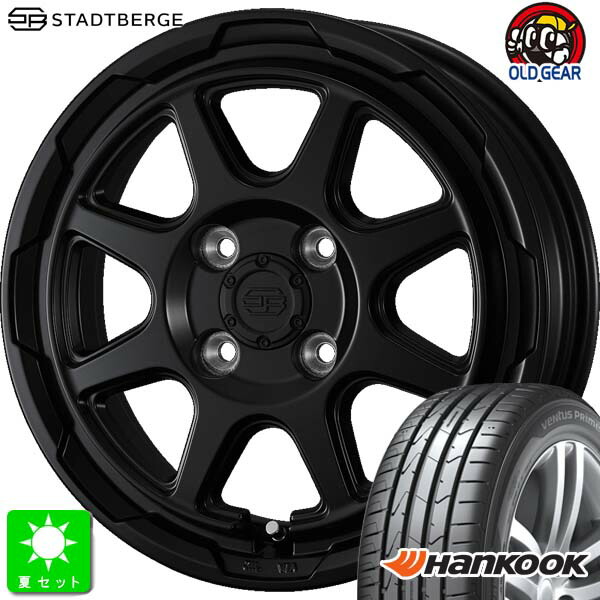 165/55R14ハンコック ヴェンタス プライム3 K125新品 サマータイヤ ホイール4本セットウェッズ スタッドベルク 14インチ 4.5J 4H100セミマットブラック組込み済 バランス調整済 taiya|オールドギア店