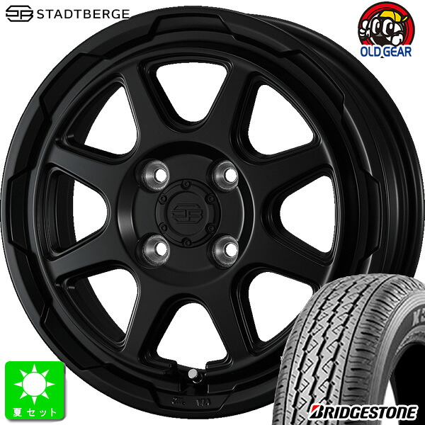 145/80R12 80/78(145R12 6PR) ブリヂストン BRIDGESTONE K370 新品 サマータイヤ ホイール4本セット ウェッズ スタットベルグ Weds STADTBERGE 12インチ 3.50B 4H100 セミマットブラック 組込み済 バランス調整済 taiya