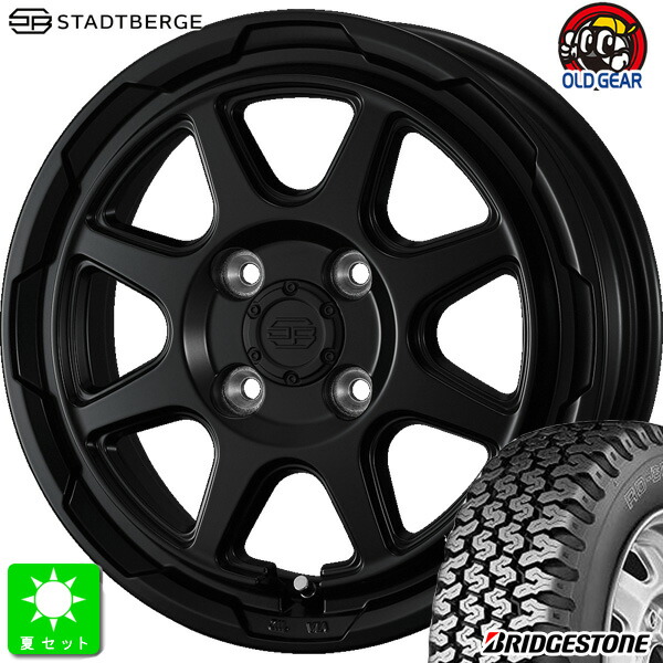 145/80R12 80/78(145R12 6PR) ブリヂストン BRIDGESTONE RD-604V 新品 サマータイヤ ホイール4本セット ウェッズ スタットベルグ Weds STADTBERGE 12インチ 3.50B 4H100 セミマットブラック 組込み済 バランス調整済 taiya 40,820円