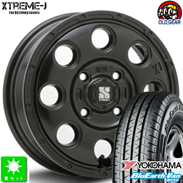 145R13 6PR(145/80R13 82/80) ヨコハマ ブルーアース バン YOKOHAMA BlueEarth-VAN RY55 新品 サマータイヤ ホイール4本セット MLJ XTREME-J KK03 13インチ 4.0J 4H100 サテンブラック taiya