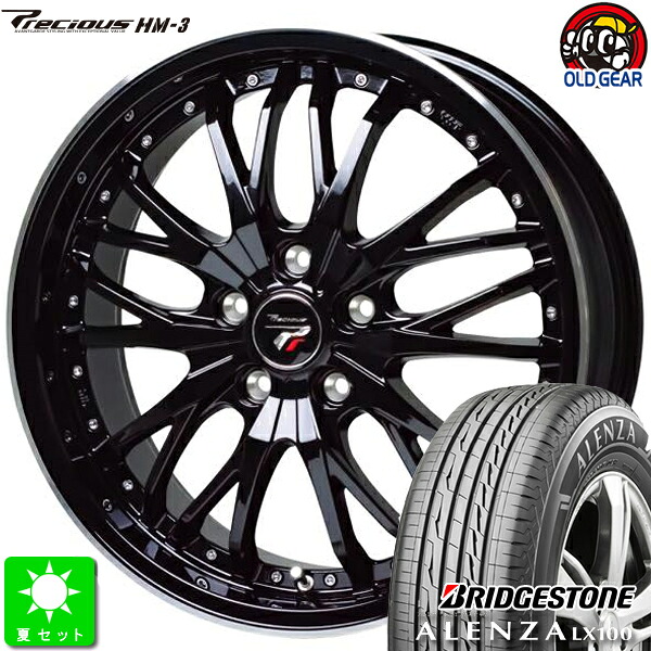 225/65R17 ブリヂストン アレンザ LX100 新品 サマータイヤ ホイール4本セット プレシャス HM-3 17インチ 7.0J 5H114.3 メタリックブラック＆リムポリッシュ taiya