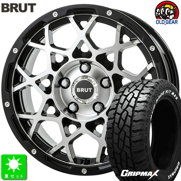 215/70R16GRIPMAX MUD Rage R/T MAXホワイトレター新品 サマータイヤ ホイール4本セットブルート BRUT BR-5516インチ 6.5J 5H114.3ミルドマシンブラック taiya｜オールドギア店