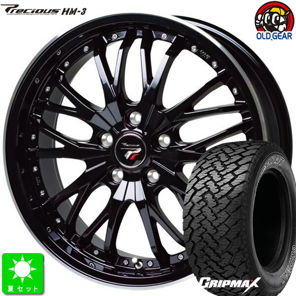 245/65R17 GRIPMAX A/T アウトラインホワイトレター 新品 サマータイヤ ホイール4本セット プレシャス HM-3 17インチ 7.0J 5H114.3 メタリックブラック＆リムポリッシュ taiya