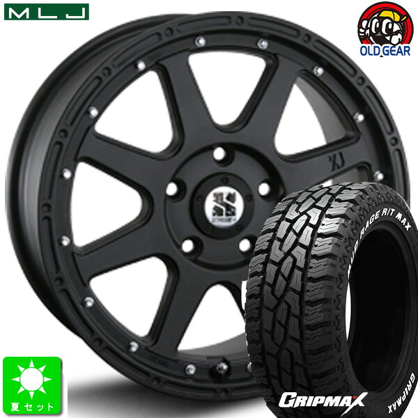 225/65R17GRIPMAX Mud Rage R/T MAXホワイトレター新品 サマータイヤ ホイール4本セットMLJ XTREME-J17インチ 7.5J 5H114.3フラットブラック taiya｜オールドギア店 72,963円
