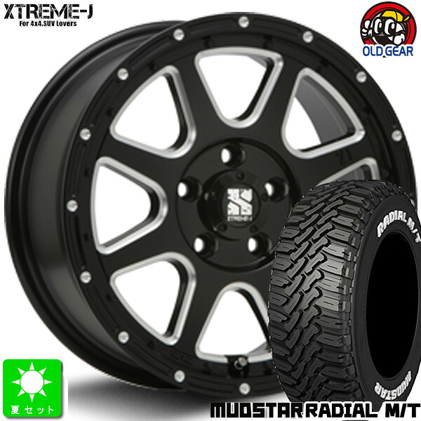 225/65R17 マッドスター RADIAL M/T ホワイトレター 新品 サマータイヤ ホイール4本セット MLJ XTREME-J 17インチ 7.5J 5H114.3 グロスブラックミルド taiya