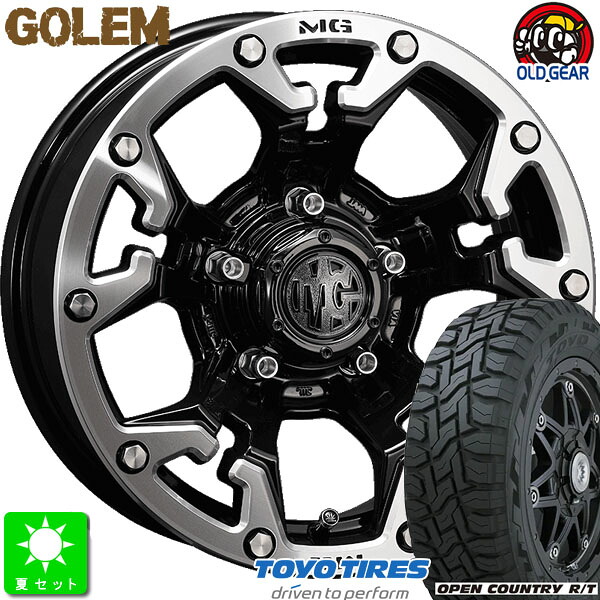 215/70R16 トーヨー TOYO オープンカントリー R/T 新品 サマータイヤ ホイール4本セット マーテルギア MG GOLEM 16インチ 7.0J 5H114.3 BLACK×MACHINING LIP taiya