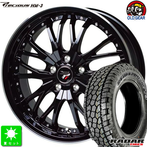 245/65R17 RADER Renegade AT-5 新品 サマータイヤ ホイール4本セット プレシャス HM-3 17インチ 7.0J 5H114.3 メタリックブラック＆リムポリッシュ taiya