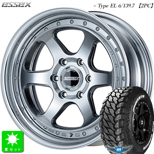 LT215/70R16 107/105Q モンスタタイヤ マッドウォーリア M/T ホワイトレター 新品 サマータイヤ ホイール4本セット エセックス ESSEX EL-16 2ピース 16インチ 6.5J 6H139.7 ハイパーグロス 組込み済 バランス調整済 taiya