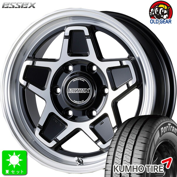 215/65R16C 109/107クムホ KUMHO ポートラン KC53新品 サマータイヤ ホイール4本セットエセックス ESSEX ENCS16インチ 6.5J 6H139.7ブラックポリッシュ組込み済 バランス調整済 taiya|オールドギア店
