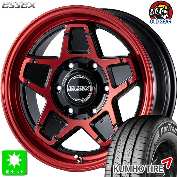 215/65R16C 109/107クムホ KUMHO ポートラン KC53新品 サマータイヤ ホイール4本セットエセックス ESSEX ENCS16インチ 6.5J 6H139.7レッドクリア組込み済 バランス調整済 taiya｜オールドギア店