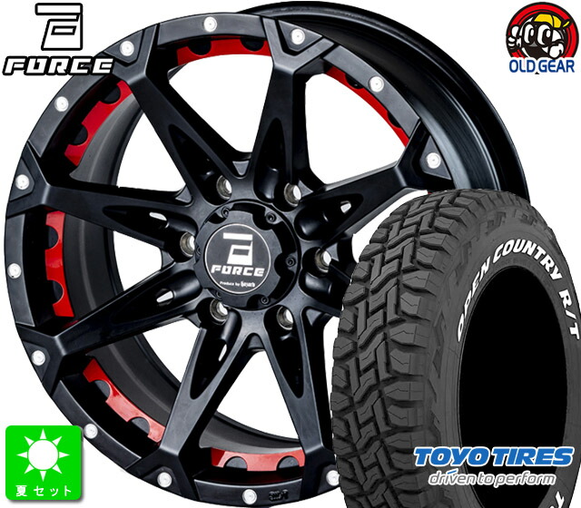 265/65R17 トーヨー OPEN COUNTRY R/T ホワイトレター 新品 サマータイヤ ホイール4本セット FORCE DENARI 17インチ 8.0J 6H139.7 マットブラックマシニング taiya