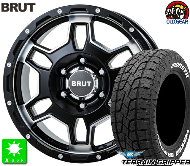 265/70R17モンスタタイヤ テレーングリッパー ホワイトレター新品 サマータイヤ ホイール4本セットBRUT BR-6617インチ 7.5J 6H139.7ミリタリーブラック taiya|オールドギア店