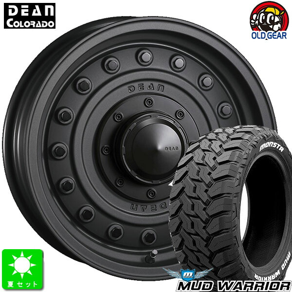 215/70R16モンスタタイヤ マッドウォーリアホワイトレター新品 サマータイヤ ホイール5本セットクリムソン DEAN コロラド16インチ 5.5J 5H139.7マットチャコールブラック taiya|オールドギア店