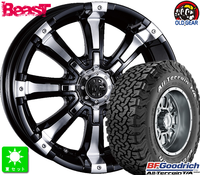 送料無料 16インチ KO2 ジムニー専用 225/70R16 225/70R16 102/99R LRC 車用品 RWLBF Goodrich  All-Terrain T/A KO2 ホワイトレター新品 サマータイヤ ホイール4本セットクリムソン MG BEAST16インチ 5.5J  5H139.7ブラックポリッシュ：オールドギア店