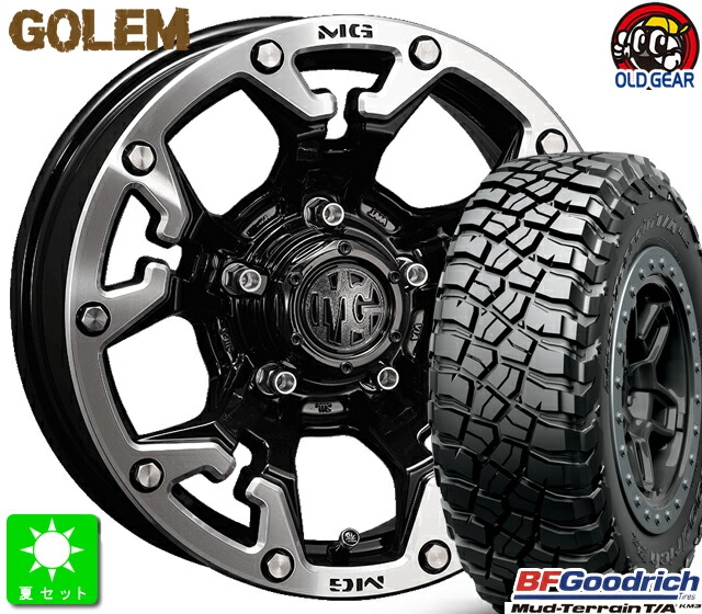 LT205/80R16 111/108Q LRE RBLBF Goodrich Mud-Terrain T/A KM3新品 サマータイヤ ホイール4本セットクリムソン MG GOLEM16インチ 5.5J 5H139.7ブラックマシニング LIP taiya|オールドギア店