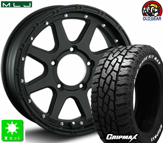 195R16C 104/102QGRIPMAX MUD Rage R/T MAXホワイトレター新品 サマータイヤ ホイール4本セットMLJ XTREME-J16インチ 5.5J 5H139.7フラットブラック taiya|オールドギア店