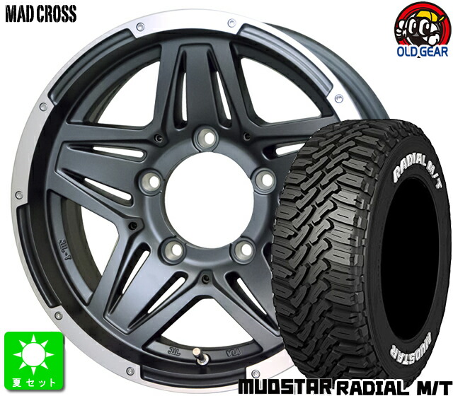 215/70R16 マッドスター RADIAL M/T ホワイトレター 新品 サマータイヤ ホイール4本セット マッドクロス JB-01 16インチ 6.0J 5H139.7 アッシュグレー・リムポリッシュ taiya