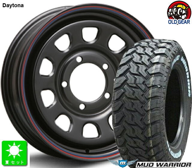 LT215/70R16 107/105Qモンスタ タイヤ マッドウォーリア ホワイトレター新品 サマータイヤ ホイール4本セットデイトナ&rsquo;S16インチ 5.5J 5H139.7ブラック taiya｜オールドギア店