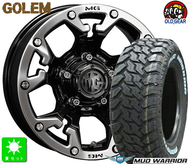 LT215/70R16 107/105Q モンスタ タイヤ マッドウォーリア ホワイトレター 新品 サマータイヤ ホイール4本セット クリムソン MG GOLEM 16インチ 5.5J 5H139.7 ブラックマシニング LIP taiya