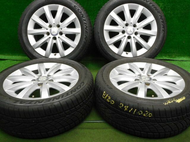 中古 ホイールタイヤ 4本セット 205/55R16 2019年製 6分山程度 中古純正 ベンツ Bクラス W246 純正 16x6.5J+49 5H112 中古 ラジアル タイヤ コンチネンタル エクストリームコンタクト DWS01