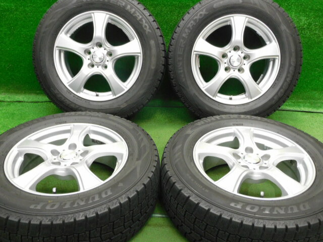 中古 ホイールタイヤ 4本セット 215/65R16 2018年製 7分山程度 中古社外 ヴァイオレント 16x6.5J+33 5H114.3 中古 スタッドレス タイヤ ダンロップ ウィンターマックス WM02