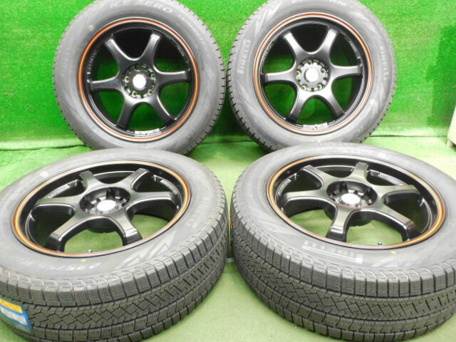 新品 ホイールタイヤ 4本セット 235/55R18 2023年製 新品社外 キャノンボール 18x7.5J+37 5H114.3 新品 スタッドレス タイヤ ピレリ アイスゼロアシンメトリコ