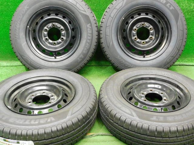 中古 ホイールタイヤ 4本セット 195/80R15 2023年製 中古純正 トヨタ ハイエース 純正 スチール 15x6J+35 6H139.7 新品 ラジアル タイヤ ハンコック バントラLT