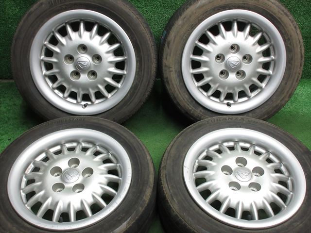 中古 ホイールタイヤ 4本セット 205/55R15 1992年製 1分山程度 中古純正 マツダ アンフィニ純正 MS-8 15x6.5J+45 5H114.3 中古 ラジアル タイヤ ブリヂストン トランザ ER30