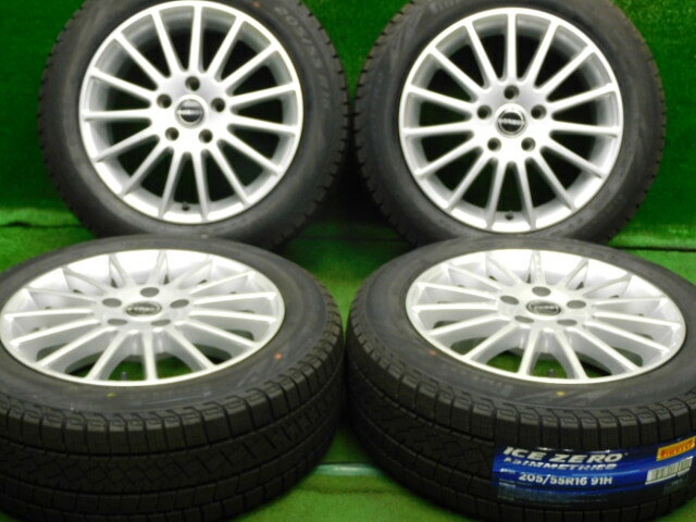 中古 ホイールタイヤ 4本セット 205/55R16 2022年製 中古社外 ボーベット タイプLS 16x7J+50 5H112 新品 スタッドレス タイヤ ピレリ　アイスゼロアシンメトリコ