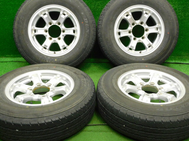 中古 ホイールタイヤ 4本セット 195/80R15 2018年製 6分山程度 中古社外 キーラー 15x6J+33 6H139.7 中古 ラジアル タイヤ ダンロップ SP175N|オールドギア2号店