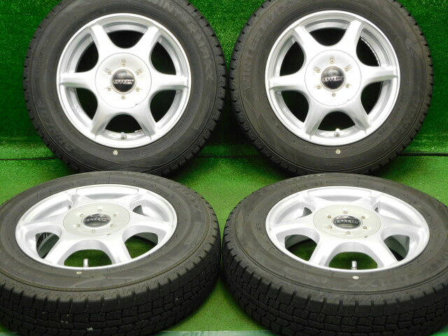 中古 ホイールタイヤ 4本セット 145/80R13 2024年製 7分山程度 中古社外 エフェクト 13x4.5J+45 4H100 中古 スタッドレス タイヤ ダンロップ ウィンターマックス WM02|オールドギア2号店