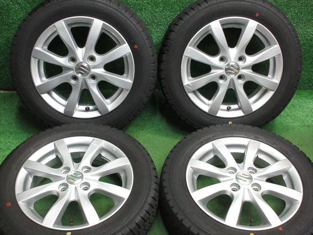 中古 ホイールタイヤ 4本セット 155/65R14 2024年製 8分山程度 中古純正 スズキ ワゴンR 14x4.5J+45 4H100 中古 スタッドレス タイヤ グッドイヤー アイスナビ7|オールドギア2号店