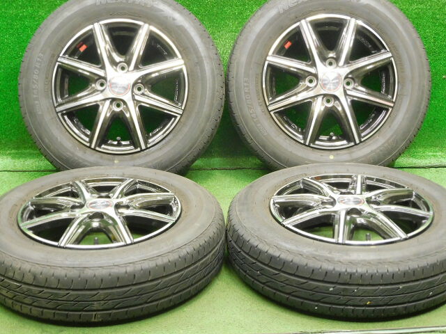 中古 ホイールタイヤ 4本セット 145/80R13 2019年製 6分山程度 中古社外 スマック ヴァニッシュ 13x4J+45 4H100 中古 ラジアル タイヤ ブリヂストン ネクストリー｜オールドギア２号店