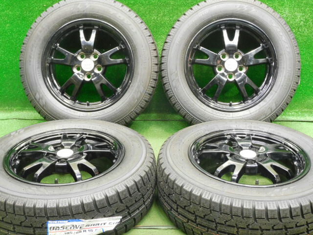 中古 ホイールタイヤ 4本セット 195/65R15 2023年製 中古純正 トヨタ プリウス 純正 15x6J+45 5H100 新品 スタッドレス タイヤ トーヨー オブザーブ ガリット GIZ