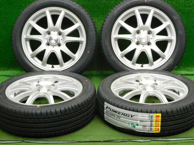 中古 ホイールタイヤ 4本セット 165/55R15 2026年製 中古社外 ファング 15x4.5J+45 4H100 新品 ラジアル タイヤ ピレリ パワジー